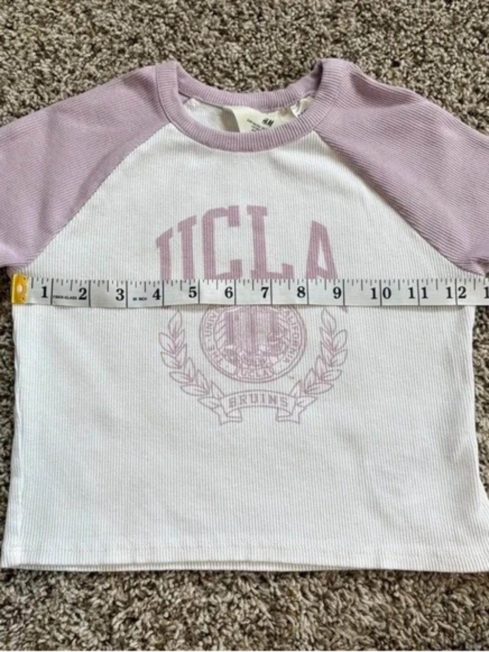 H&M UCLA Raglan Tee - Light Pink & White